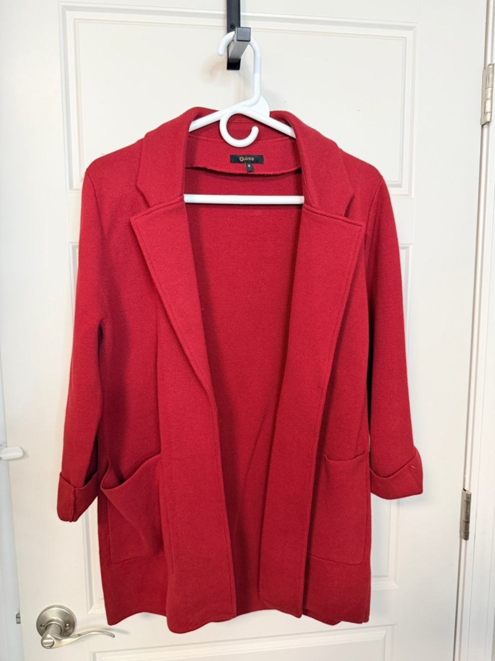 Quince Red Open-Front Longline Blazer - Picture 2 of 5